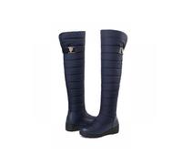 (8.5,Blue)2024 Women Shoes Down Snow Boots Round Toe Slip-On Over-the-Knee Snow Boots Square Heel Women Boots Winter 34-43