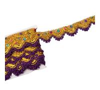 8,5 m Spitzenbesatz mit Pailletten,3,5 cm Breite Vintage Spitzenborte,Dreieck Spitzenband,Sequin-Ethno-Stoffband Zum Nähen,DIY Basteln,Party,Kostümzubehör,Haarschmuck,Hut,Tasche Dekoration,Lila