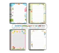 8.5 x 11" Bordered Writing Paper for Kids with Lines: Colorful Decorated Stationery, Wide Ruled Letterhead, Personalised Invitations: 4 Designs, 40 Sheets, Sigle-sided