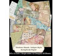 8.5 x 11" Timeless Classic Antique-Style Scrapbook Paper: Colorful Floral Decorative Sheets for DIY Crafts, Journaling, Albums, Invitations, ... Premium Color Interior, 12 Designs, 24 Sheets
