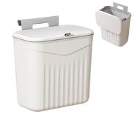 8,5L Cubo Basura Colgante con Tapa, Plegable Pequeño Cubo de Basura Cocina, Cubos de Basura Impermeable, con 2 formas de colgar, para Puerta de Armario de Cocina, Baño, Oficina, Dormitorio(Blanco)
