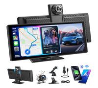 8.88 Pulgadas Pantalla Carplay Coche, Pantalla de Coche con CarPlay y Android Auto Inalámbricos, con Dashcam 4K/Cámara Trasera HD 1080P, Bluetooth, Mirror Link, Navegación GPS, FM, AUX, 64G TF