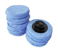 8 almohadillas de esponja azules, 1 mango de cera, pastel de cera redondo, esponjas de pulido de microfibra, almohadillas de pulido de coche, limpiadores redondos