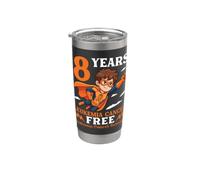 8 Años Naranja Leucemia Cáncer Libre Superhéroe Niño Superviviente Vaso térmico de acero inoxidable de doble pared