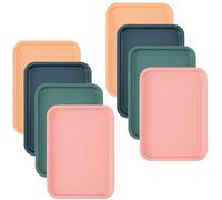 8 Bandejas de Plástico Multicolores para Servir, 24,5 x 18 x 1,5 cm | NAMYEUT, Polipropileno Resistente, Apilables, Limpieza Sencilla, Uso en Cocina, Cafetería, Panadería, Restaurante y Fiestas