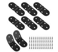 8 Bisagras Negras, Plegables de 180 Grados, Redondas, Inoxidables, Pequeñas para Muebles, Armario y Muebles