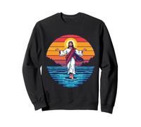 8-bit Jesús Caminando sobre el Agua Pixel Art Retro Christian Gamer Sudadera