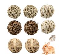8 Bolas de Heno Natural para Masticar, Conejos Hamster Accesorios Heno Naturales, Bolas de Masticar Interesante, Mascotas Bolas de Limpieza de Dientes, para Conejos Chinchillas Hámsteres y Loros