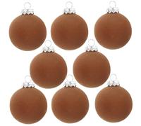 8 bolas navideñas de 2,36 pulgadas Adornos navideños de terciopelo Adornos navideños colgantes de bolas navideñas para árbol de Navidad, corona, guirnalda, bolas navideñas marrones Adorno navideñ
