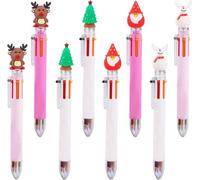 8 bolígrafos de tinta de gel de Navidad para regalo de niños, bolígrafos multicolores, todo en uno, suministros de oficina escolar, bolígrafos novedosos, juegos de papelería de Navidad, bolígrafos
