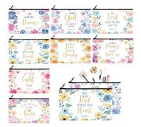 8 bolsas de cosméticos cristianas inspiradoras con versículo bíblico, regalos motivacionales con oraciones, bolsas de maquillaje de doble cara con cremallera, regalos religiosos de Navidad para amigos