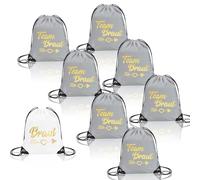 8 bolsas de gimnasio Team Bride Jga Bolsa Set Jga Accesorios Mujeres con Cordón Blanco Bride Mochila 7 Gris Mochila Jga Mujer 34 x 42 cm para despedida de soltero Novia Fiesta