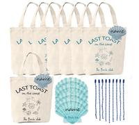 8 bolsas de mano para dama de honor Last Toast on the Coast con tarjetas personalizadas, recuerdo de fiesta de Bach costero, lona reutilizable para dama de honor, bolsas de regalo de despedida de