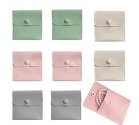 8 bolsas de microfibra para joyas con botón de presión, 8 x 8 cm, mini bolsa de almacenamiento portátil para collar, pulsera, pendientes, reloj, anillos, broche, bolsas plegables para joyas