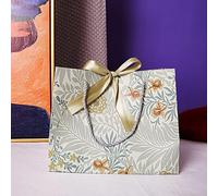 8 bolsas de papel elegantes con diseño de lirios, 18 x 16 x 10 cm, bolsa de regalo con asas, bolsa de regalo para cumpleaños, bodas, celebraciones, Navidad, regalos, cinta dorada