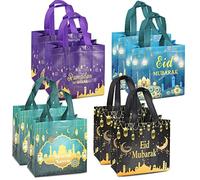 8 bolsas de regalo reutilizables Eid Mubarak, bolsas regalo con asas, bolsas fiesta Ramadán Mubarak, bolsas multifuncionales no tejidas Eid para envolver regalos, suministros de fiesta Ramadán Kareem