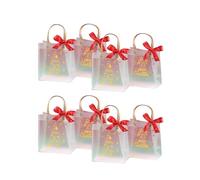 8 bolsas de regalo transparentes para celebración de Navidad, elegantes regalos de vacaciones, bolsas de almacenamiento, contenedores de caramelos, suministros de promoción