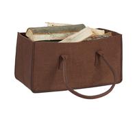 8 bolsas para leña fieltro marrón con asas, Prácticas bolsas para almacenar