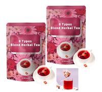 8 Bolsitas De Té De Mezcla Roja De Hierbas Con Arroz Rojo, Remolacha, Baya De Goji Y Longan, 10 Bolsitas De Té(2pcs)