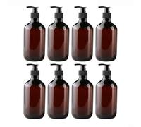 8 botellas de PET recargables de 500 ml con bomba de loción negra para el hogar, cafetería, restaurante, hotel, uso con lociones corporales, productos para el cabello, líquidos de limpieza