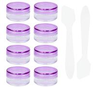 8 botes pequeños de 5 ml con tapa de plástico para rellenar, tarros vacíos para cosméticos, tarros con 2 miniespátulas, botes de crema, de viaje, para bálsamo labial, loción, crema, color lila