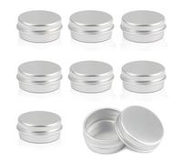 8 botes vacíos de aluminio, 15 ml, pequeños recipientes portátiles con tapa, para ungüentos, cosméticos, bálsamos para barba, velas (plata)
