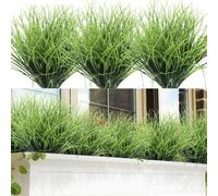 8 Bundles Artificial Grass Plants Fake Bushes Artificial Shrubs Wheat Grass Greenery for House Plastic Outdoor UV Resistant Faux Grass (Pack