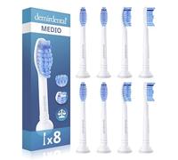 8 cabezales demirdental para Philips Sonicare, Medium, Blanco | Recambios correspondientes a HX6018, testados sin sustancias nocivas & sin BPA, tapas & anillos incluidos