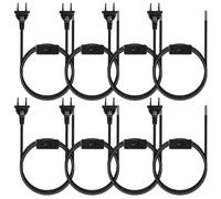 8 cables con interruptor y enchufe, 1,8 m cable de alimentación con interruptor, 2 cables, 0,75 mm², enchufe europeo cable de alimentación para lámparas iluminantes(Negro)