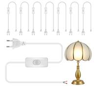 8 cables de alimentación con enchufe e interruptor: 1,80 m cable de conexión negro con Euroenchufe, H03VVH2-F2 x 0,75 mm², para lámparas