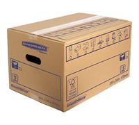 8 cajas grandes y fuertes BANKERS BOX para mudanzas, cajas de cartón de 39 L con flauta C SmoothMove, cajas de cartón resistentes para mudanzas con asas, 47 cm x 32 cm x 26 cm (paquete de 8), color