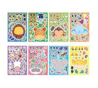 8 calcomanías de rompecabezas que cambian la cara, haz tu propio animal mezcla y combina hojas de calcomanías, calcomanías de animales para niños, calcomanías de regalo de fiesta, manualidades