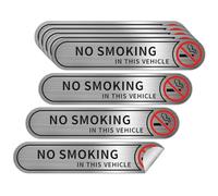 8 calcomanías para vehículos con texto en inglés "No Smoking in This Vehicle" para autos, color plata cepillada, 5 x 1 pulgadas (Sin fumar en este vehículo)