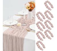 8 caminos de mesa de gasa marrón rosa de 35 x 120 pulgadas, camino de mesa de gasa de 10 pies de largo, bohemio para recepción de boda, baby shower, fiesta, banquete, comedor, decoración de mesa