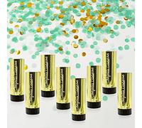 8 cañones de confeti para revelar el género, bodas, cumpleaños, graduación, baby shower, aniversario, Navidad, Año Nuevo, suministros divertidos para fiestas, decoraciones y regalos (verde y dorado)