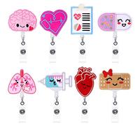 8 carretes de insignia de enfermera, bonitos carretes retráctiles de fieltro, soporte temático, regalo pediátrico para enfermeras, médicos, tarjetas de identificación, cordones de día festivo (estilo