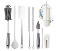 8 cepillos limpiadores de botellas de agua compatibles con Stanley, kit de limpiador de cepillo multiusos para botellas con limpiador de cepillo de paja de nailon largo, limpiador de huecos de
