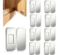 8 cierres magnéticos adhesivos de acero inoxidable para puertas de armarios, imanes de cajones sin perforaciones, imanes de puerta de armario para armario de cocina (blanco)