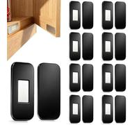 8 cierres magnéticos adhesivos de acero inoxidable para puertas de armarios, imanes de cajones sin perforaciones, imanes de puerta de armario para armario de cocina (negro)