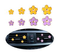 8 clips de aire acondicionado para coche, con diseño de margaritas, clip de salida de aire para accesorios de decoración interior del coche (morado, amarillo)