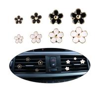 8 clips de aire acondicionado para coche, diseño de margaritas, clips de salida de aire para ambientador, accesorios de decoración interior de coche (negro, blanco)