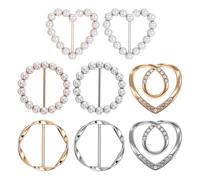 8 clips de anillo para bufanda, 4 estilos, de metal, redondo, redondo, para camiseta, clips de corbata con diamantes de imitación, bufanda, hebilla, ropa, parte superior lateral, tensor de cintura