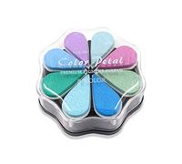 8 colores de punta de pétalo, almohadilla de tinta para manualidades, sello de tinta de dedo para niños, almohadilla de tinta de goma arcoíris para hacer tarjetas (estilo 5)