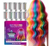 8 Colors Festive Fun Hair Chalk Combs,Girls Hair Chalks,Temporary Non-Toxic Hairs Coloring for Kids,Washable Temporary HairColor Dye for Birthday Christmas New Year Cosplay Hairs DIY Party(10)