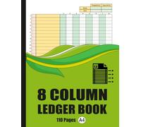8 Column Ledger Book: Colorful Multi Column Ledger for Accurate Accounting Records & Personal Finance