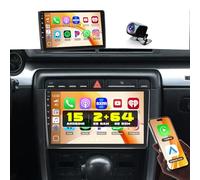 [8-Core/2G+64G] Hikity Android 15 Radio para Audi A4 S4 RS4 8E B6 B7 2000-2009, 9 Pulgadas Pantalla Táctil Carplay Inalámbrico Android Auto con GPS Bluetooth FM RDS WiFi Mic Cámara Trasera