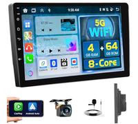 8 Core 4+64GB Android 2 DIN Autoradio Inalámbrico Carplay Android Auto Pantalla Táctil Radio Coche Cabezal GPS WiFi Bluetooth 32EQ DSP SWC Mic Cámara de Seguridad