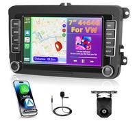 8 Core 4GB+64GB Motorsi CarPlay Autoradio con Qualcomm para VW Passat Golf Polo Seat, 7" Pantalla Táctil Bluetooth Car Stereo, Inalámbrico Android Auto Navegación Mirror Link WiFi RDS/FM +Cámara