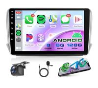 8 Core 6G+128G Android Radio Coche para Peugeot 2008 208 2012-2018 con Inalámbrico Carplay Android Auto GPS Navi WiFi Panorámica de 360° 10.1 Pulgadas Radio Bluetooth FM/RDS/DSP EQ/SWC Cámara Trasera