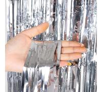 8 cortinas de oropel plateadas, 1 m x 3 m, metalizadas para fiestas, cumpleaños, fotos, fondo, flecos, puertas, ventanas, fondo, accesorios para fotos, para festivales, cumpleaños, bodas